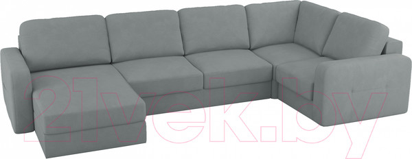 Изображение товара Диван П-образный Mio Tesoro Aurora компл.3 левый (Velutto 12 серый)