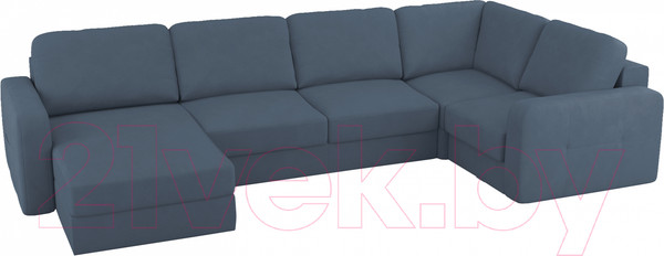 Изображение товара Диван П-образный Mio Tesoro Aurora компл.3 левый (Velutto 48 синий Denim)