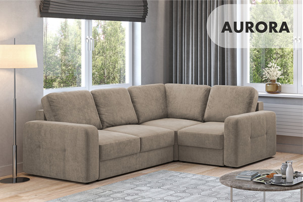 Изображение товара Диван угловой Mio Tesoro Aurora компл.2 правый (Velutto 06 кремовый)