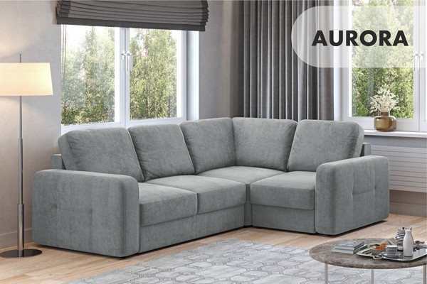 Изображение товара Диван угловой Mio Tesoro Aurora компл.2 правый (Velutto 12 серый)