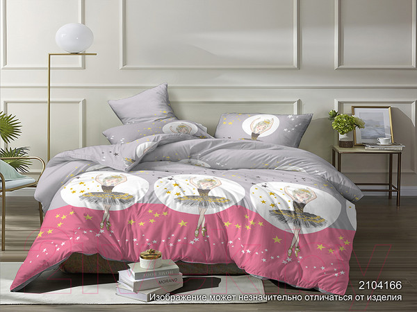 Изображение товара Комплект постельного белья Luxsonia Балеринки Бязь 2сп Евро / КТ Пф2104166-1/220(120)