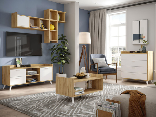 Изображение товара Полка Стендмебель Ирис ПЛ-02 (белый/дуб крафт золото)