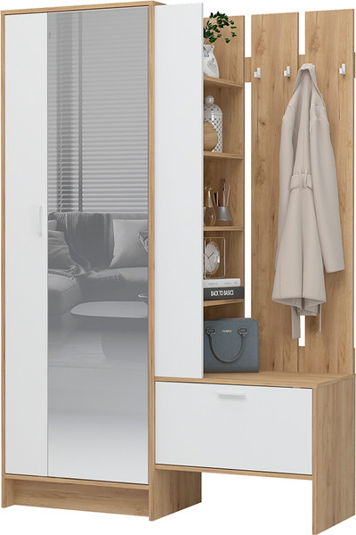 Изображение товара Секция в прихожую Стендмебель Ирис ПР-01 (белый/дуб крафт золото)