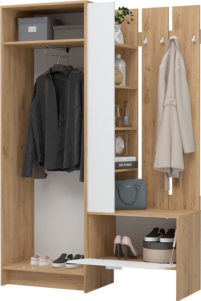 Изображение товара Секция в прихожую Стендмебель Ирис ПР-01 (белый/дуб крафт золото)