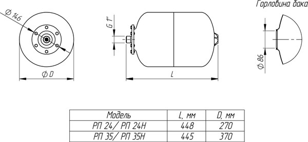 Изображение товара Расширительный бак Unipump Подвесной РП 35 / 37796