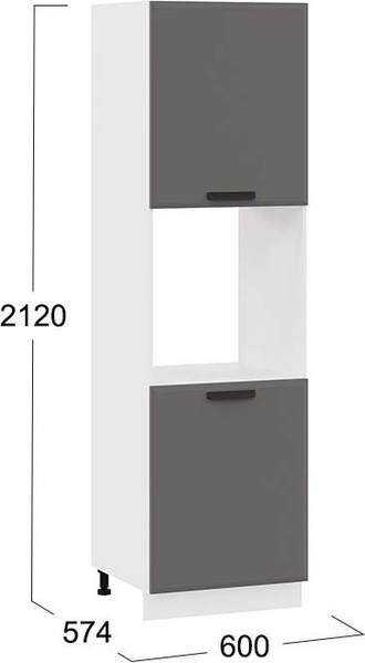 Изображение товара Шкаф-пенал кухонный ТриЯ Тиана 1П6 (белый/асфальт супермат)