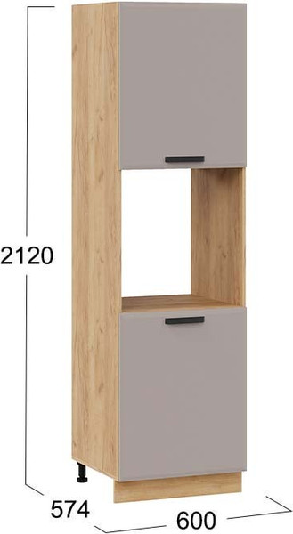 Изображение товара Шкаф-пенал кухонный ТриЯ Тиана 1П6 (дуб крафт золотой/мокко супермат)