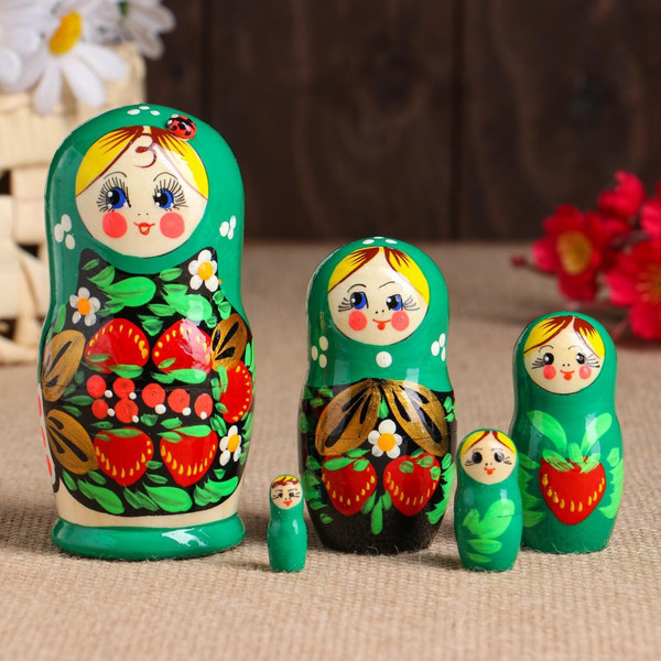Изображение товара Матрешка сувенирная Sima-Land Божья коровка. Зеленое платье / 3440247