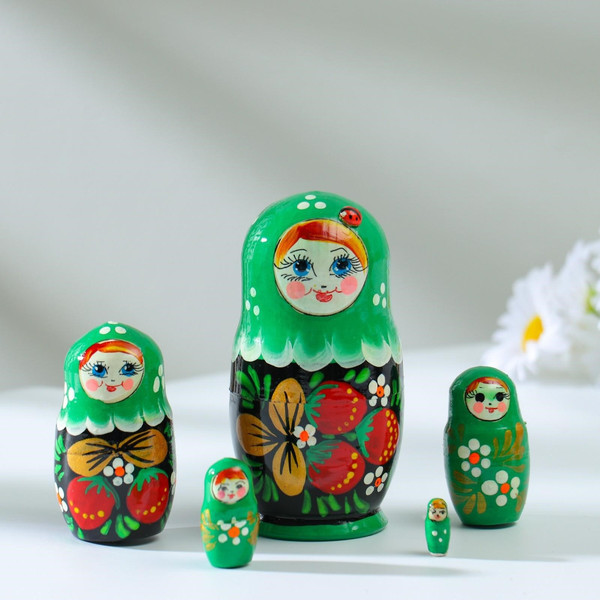 Изображение товара Матрешка сувенирная Sima-Land Божья коровка. Зеленое платье / 3440247