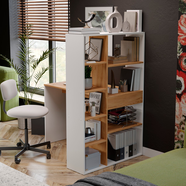 Изображение товара Письменный стол ТриЯ Тип 16 (белый ясень/дуб крафт золотой)