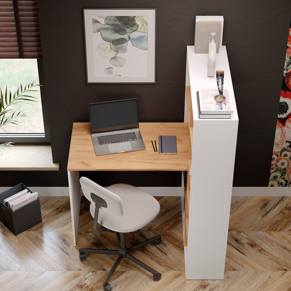 Изображение товара Письменный стол ТриЯ Тип 16 (белый ясень/дуб крафт золотой)