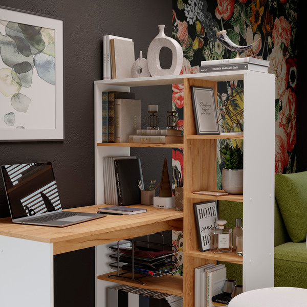 Изображение товара Письменный стол ТриЯ Тип 16 (белый ясень/дуб крафт золотой)