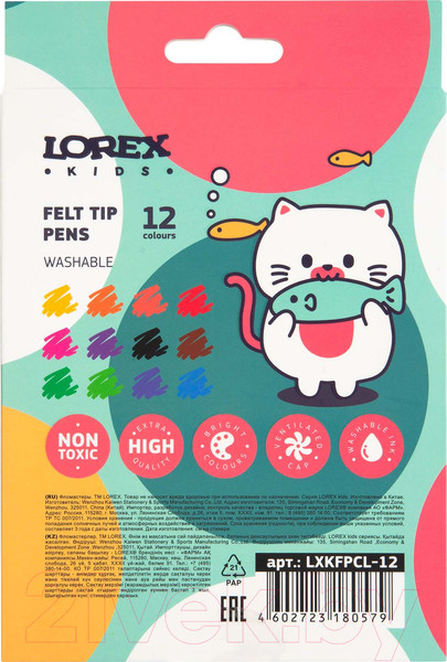 Изображение товара Фломастеры Lorex Kids / LXKFPCL-12 (12цв)