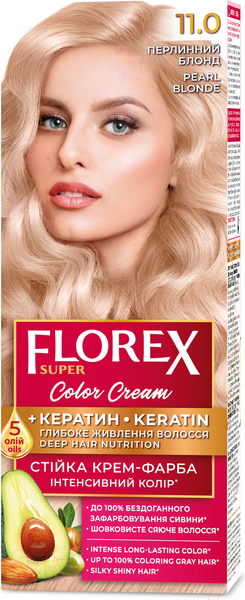 Изображение товара Крем-краска для волос Florex Super Кератин тон 11.0 жемчужный блонд