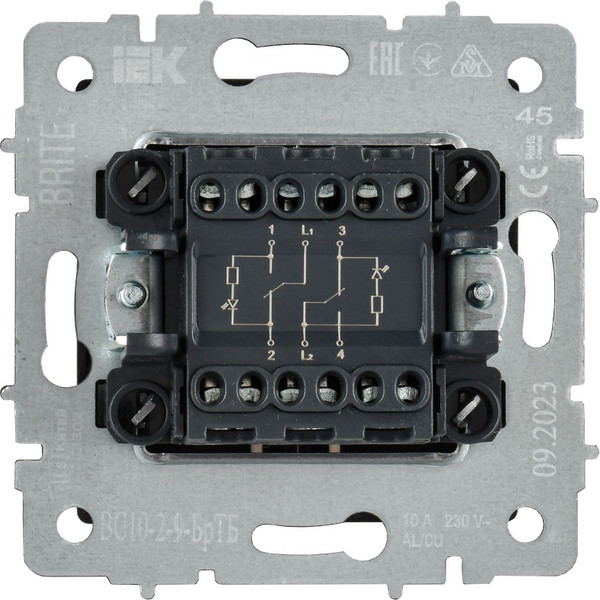 Изображение товара Выключатель IEK Brite BR-V20-2-10-K45 (темная бронза)