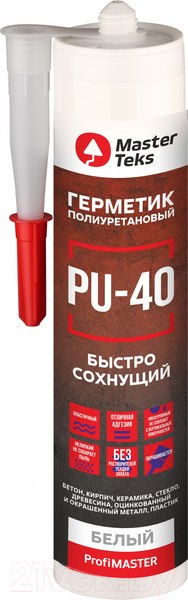 Изображение товара Герметик полиуретановый MasterTeks ProfiMaster PU-40 быстросохнущий (280мл, белый)