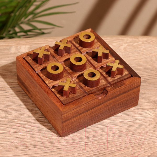 Изображение товара Настольная игра Sima-Land Крестики-нолики + солитер / 9931556 (дерево шишам)