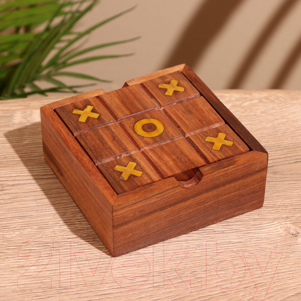 Изображение товара Настольная игра Sima-Land Крестики-нолики + солитер / 9931556 (дерево шишам)