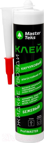 Изображение товара Жидкие гвозди MasterTeks ProfiMaster каучуковый жидкие гвозди 915 влагостойкий (400г, бежевый)