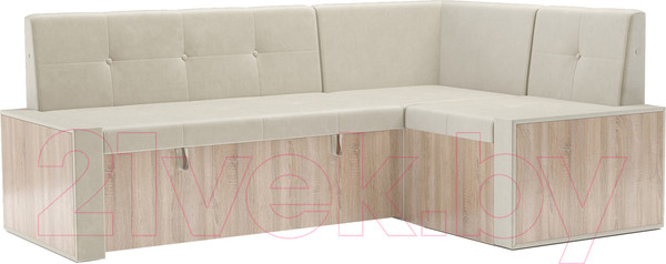 Изображение товара Уголок кухонный мягкий Mebel-Ars Таллин 211x83x141 (бархат бежевый Star Velvet 6 Light Beige)
