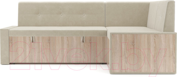 Изображение товара Уголок кухонный мягкий Mebel-Ars Таллин 211x83x141 (бархат бежевый Star Velvet 6 Light Beige)
