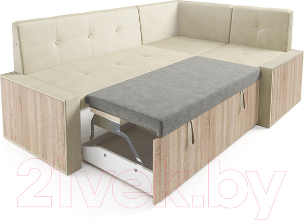 Изображение товара Уголок кухонный мягкий Mebel-Ars Таллин 211x83x141 (бархат бежевый Star Velvet 6 Light Beige)