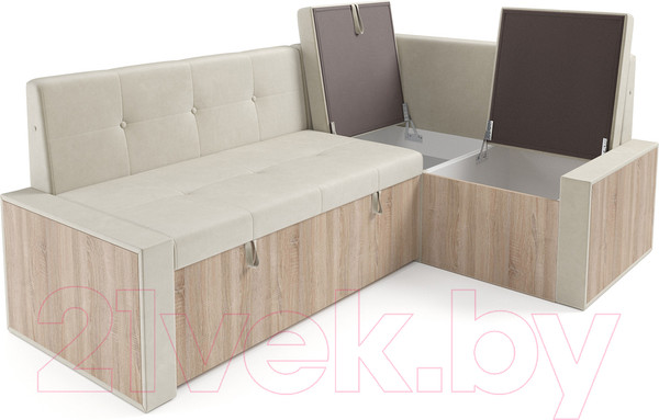 Изображение товара Уголок кухонный мягкий Mebel-Ars Таллин 211x83x141 (бархат бежевый Star Velvet 6 Light Beige)