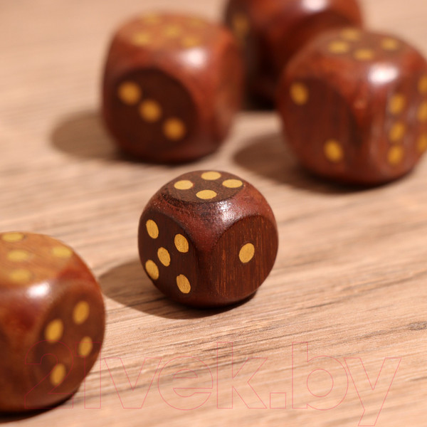 Изображение товара Набор кубиков для настольной игры Sima-Land В шкатулке / 9916827 (дерево шишам)