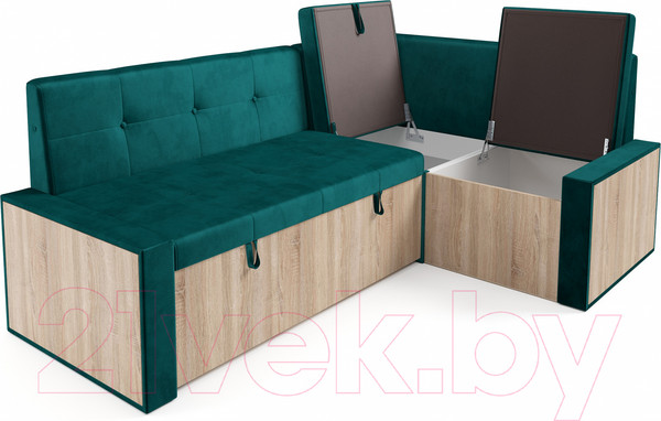 Изображение товара Уголок кухонный мягкий Mebel-Ars Таллин 211x83x141 (сине-зеленый Star Velvet 43 Black Green)