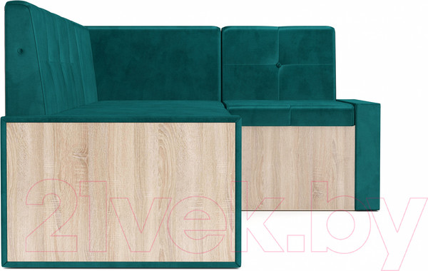 Изображение товара Уголок кухонный мягкий Mebel-Ars Таллин 211x83x141 (сине-зеленый Star Velvet 43 Black Green)
