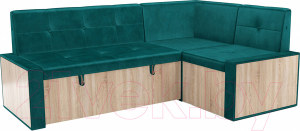 Изображение товара Уголок кухонный мягкий Mebel-Ars Таллин 211x83x141 (сине-зеленый Star Velvet 43 Black Green)
