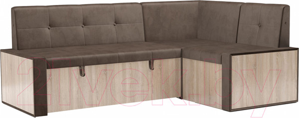 Изображение товара Уголок кухонный мягкий Mebel-Ars Таллин 211x83x141 (бархат шоколадный Star Velvet 60 Cofee)