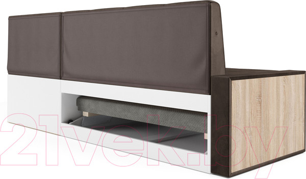 Изображение товара Уголок кухонный мягкий Mebel-Ars Таллин 211x83x141 (бархат шоколадный Star Velvet 60 Cofee)