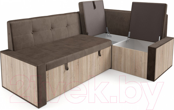 Изображение товара Уголок кухонный мягкий Mebel-Ars Таллин 211x83x141 (бархат шоколадный Star Velvet 60 Cofee)