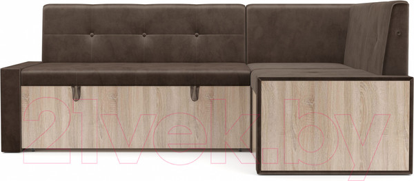 Изображение товара Уголок кухонный мягкий Mebel-Ars Таллин 211x83x141 (бархат шоколадный Star Velvet 60 Cofee)