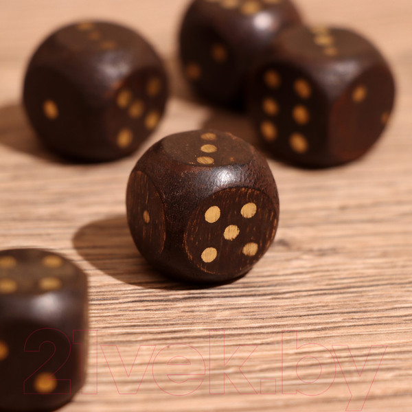 Изображение товара Набор кубиков для настольной игры Sima-Land В шкатулке / 9916828 (дерево шишам)