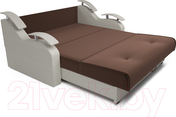 Изображение товара Диван Mebel-Ars Шарк №3 (рогожка коричневый/экокожа белый)