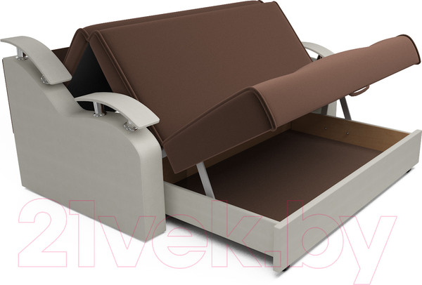 Изображение товара Диван Mebel-Ars Шарк №3 (рогожка коричневый/экокожа белый)