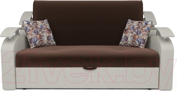 Изображение товара Диван Mebel-Ars Шарк №3 (рогожка коричневый/экокожа белый)