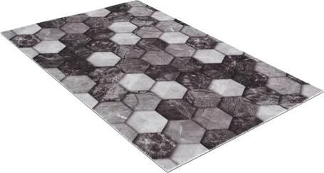 Изображение товара Коврик Shahintex Icarpet Print антискользящий 128 Соты Мрамор 50x80 / 826674 (черный/серый)