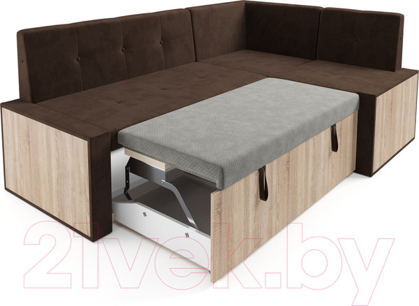 Изображение товара Уголок кухонный мягкий Mebel-Ars Таллин 211x83x141 (велюр молочный шоколад НВ-178 13)