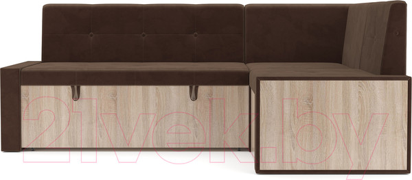 Изображение товара Уголок кухонный мягкий Mebel-Ars Таллин 211x83x141 (велюр молочный шоколад НВ-178 13)