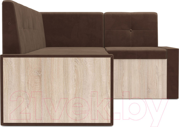 Изображение товара Уголок кухонный мягкий Mebel-Ars Таллин 211x83x141 (велюр молочный шоколад НВ-178 13)