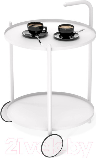Изображение товара Сервировочный столик Sheffilton SHT-CT60 (белый муар/белый)