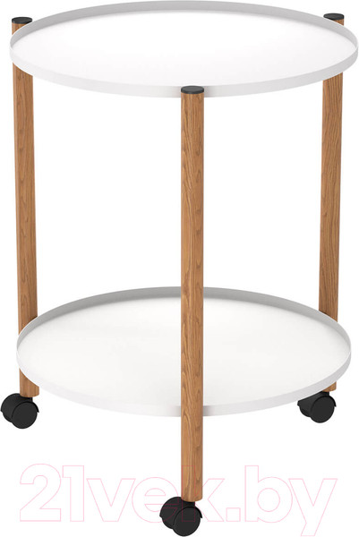 Изображение товара Сервировочный столик Sheffilton SHT-CT62 (белый муар/светлый орех)