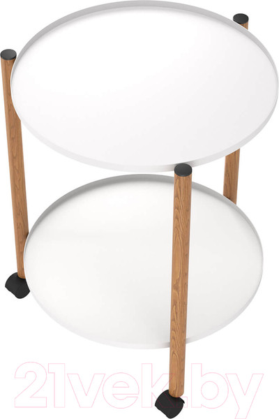 Изображение товара Сервировочный столик Sheffilton SHT-CT62 (белый муар/светлый орех)