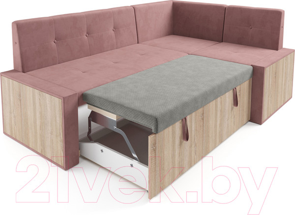 Изображение товара Уголок кухонный мягкий Mebel-Ars Таллин 211x83x141 (велюр пудра НВ-178 18)