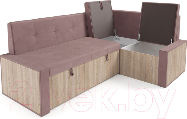 Изображение товара Уголок кухонный мягкий Mebel-Ars Таллин 211x83x141 (велюр пудра НВ-178 18)