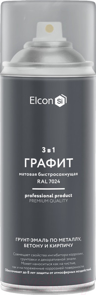 Изображение товара Грунт-эмаль Elcon По ржавчине 3в1 (520мл, матовый графит)