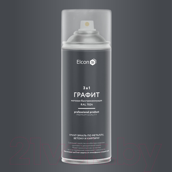 Изображение товара Грунт-эмаль Elcon По ржавчине 3в1 (520мл, матовый графит)